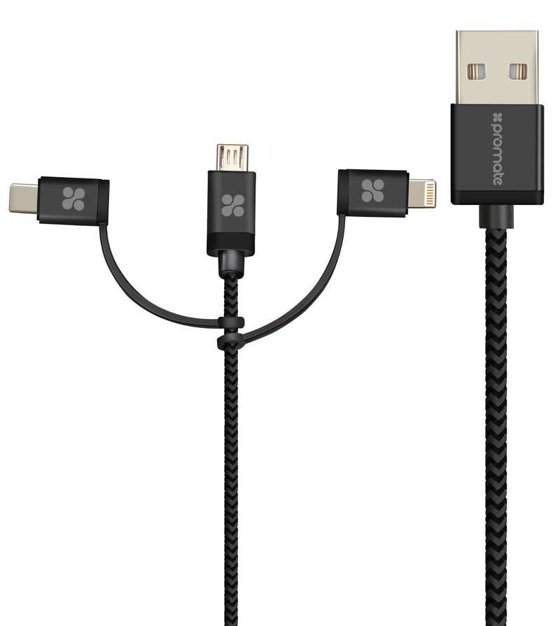Promate 3合1 MFi急速充電數據轉輸線(1.2M)(uniLink-Trio)
