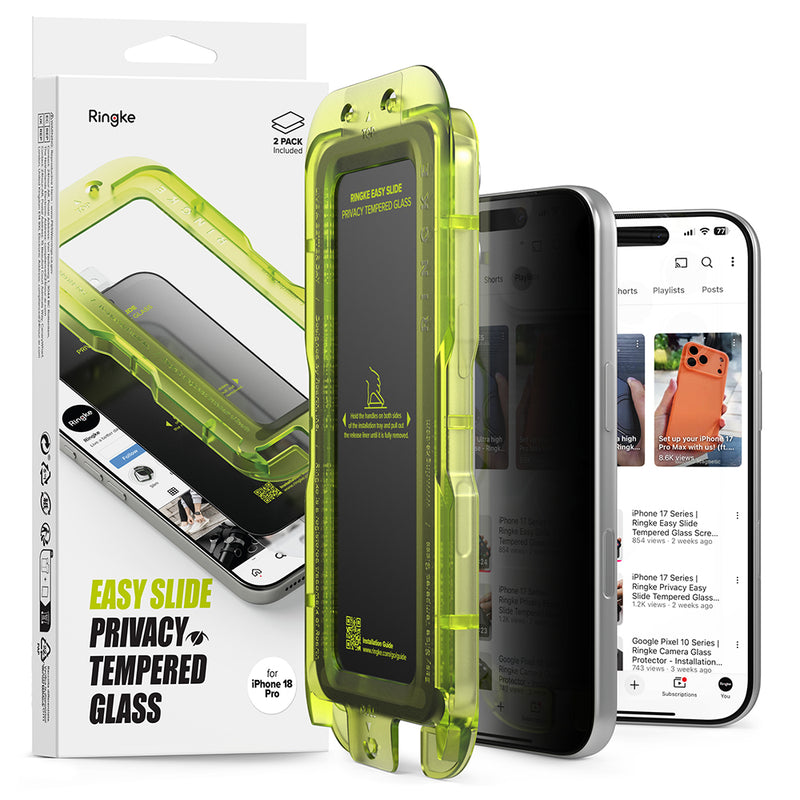 Rearth Ringke Apple iPhone 18 Pro 零失敗防窺玻璃保護貼(2片裝)