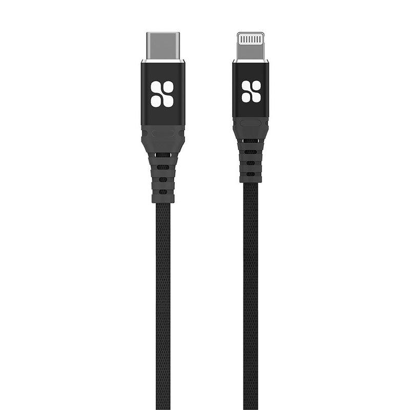 Promate USB Type C to Apple lightning 充電傳輸線(MFi認證)(2M/黑)(PowerCord-200)