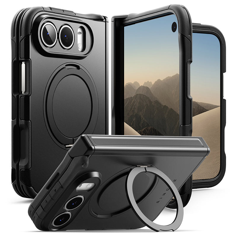 Rearth Apple iPhone DUO (Ringke Alles) 磁吸立架保護殼(黑)