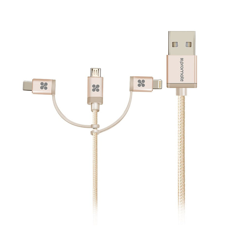 Promate 3合1 MFi急速充電數據轉輸線(1.2M)(uniLink-Trio)